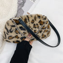 Portable Women Animal Underarm Bag Street Plush Top-handle Money Purse Clutches