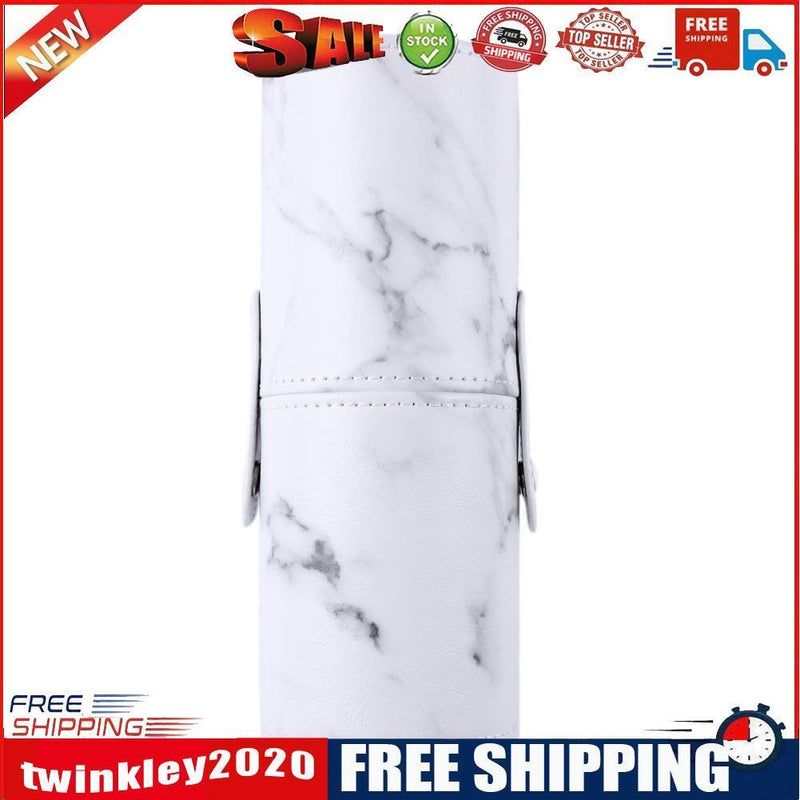 Travel PU Marbling Makeup Brushes Pen Holder Storage Cosmetic Case Box(M)