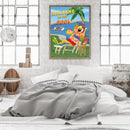 Oil Paint By Numbers Summer Beach Parrot on Canvas Digital Wall Art Handicraft