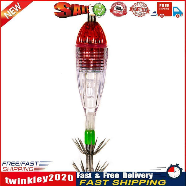 Button Battery Operated LED Light Fishing Lure Squid Hook Light (Red) Newly