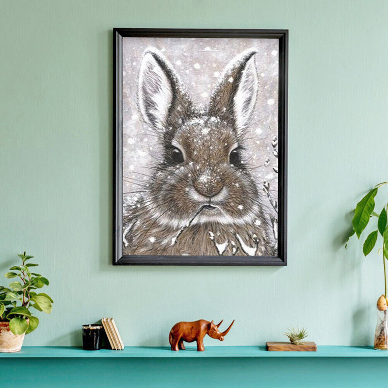 5D DIY Diamond Snow Rabbit Full Round Drill Mosaic Wall Art Rhinestone Picture