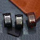Male Leather Wristband Compass Cuff Bracelet Men Wide Bangle Jewelry Gift