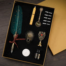 Retro with Nib Ink Bottle Calligraphy Feather Dip Pen Kit (Dark Green) Newly