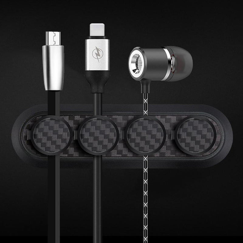 Magnetic Cable Organizer Clip Carbon Fiber Look Desktop USB Data Cable Hold