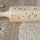 Musical Note Wood Embossing Rolling Pin DIY Baking Cookies Engraved Stencil