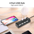 USB Hub 480Mbps Multi USB 2.0 Adapter 4 Port Expander Splitter (Black)