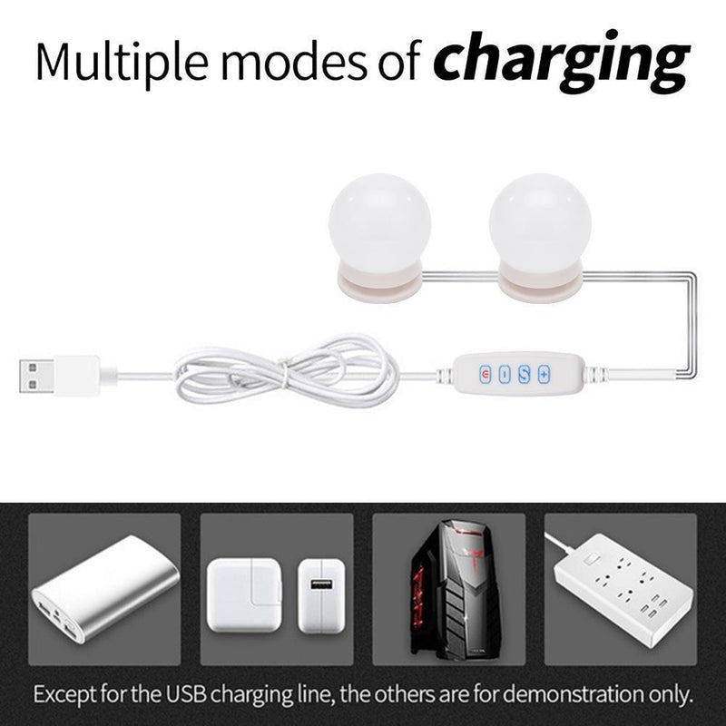 2pcs LED Makeup Mirror Light Bulb USB Dimmable Dressing Table Vanity Lamp Newly