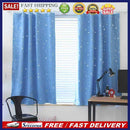 2pcs 100x130cm Full Blackout Shading Stars Curtains Hook Grommet Blue