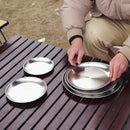 Camping Plate Stainless Steel Tableware Food Container Picnic Dish (23cm) Newly