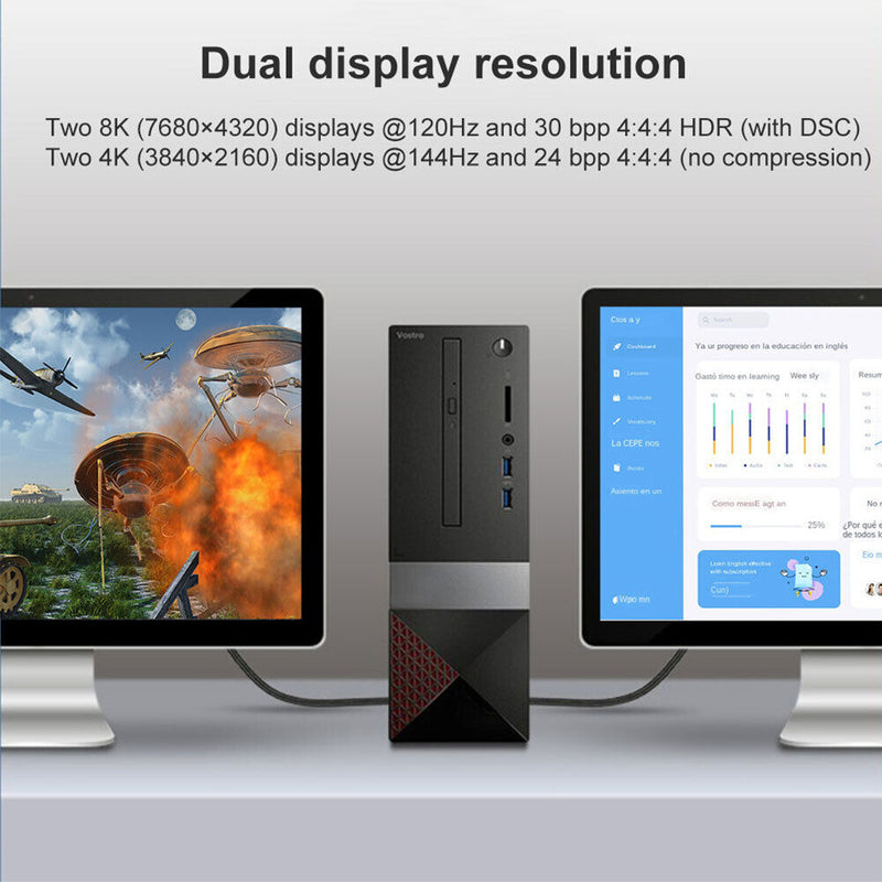 2m DisplayPort 2.0 Male Braided Cable 16K 60Hz 10K 60Hz HD Video DP Adapter