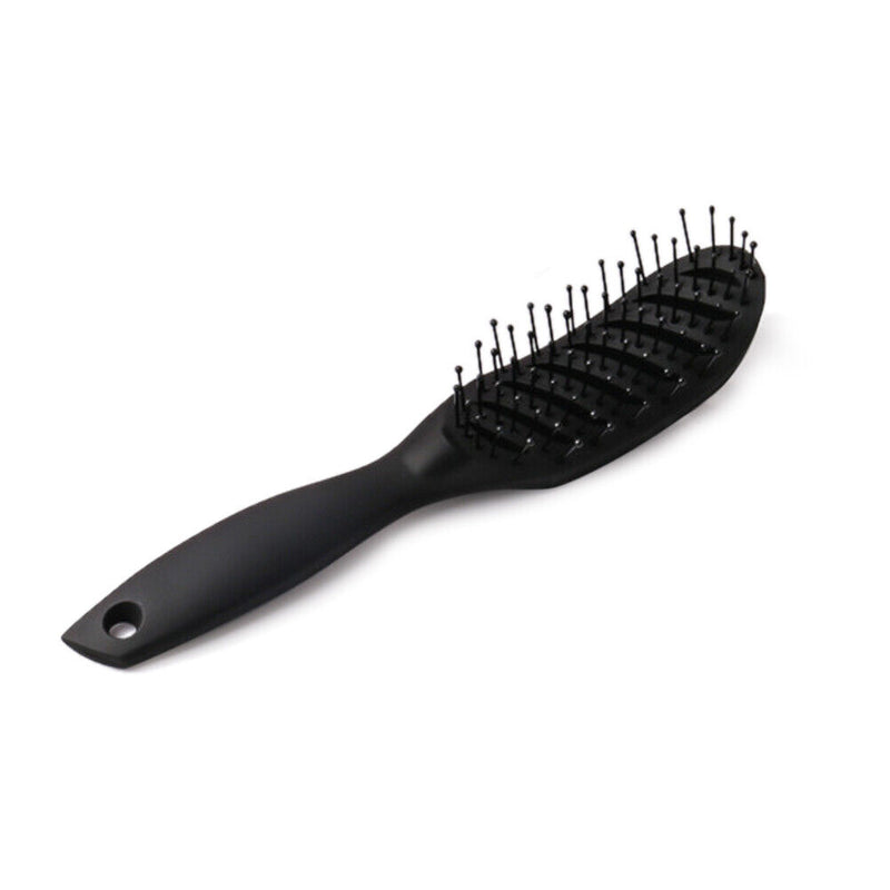 Curved Anti-Static Hair Massage Comb Salon Wet Dry Styling Brush (Black) Newly
