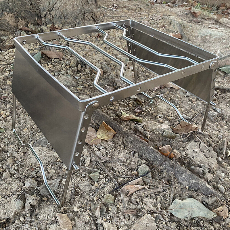 Outdoor Stainless Steel Foldable Stove Stand Rack Camping Pot BBQ Grill Bra