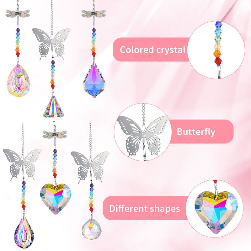 Crystal Ornament 6pcs Crystal Window Hanging Decoration - Dragonfly / Butterfly