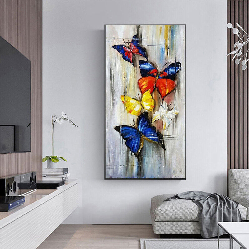 Butterflies Oil Paint By Numbers DIY Handpainted on Canvas Wall Art Kit Unf