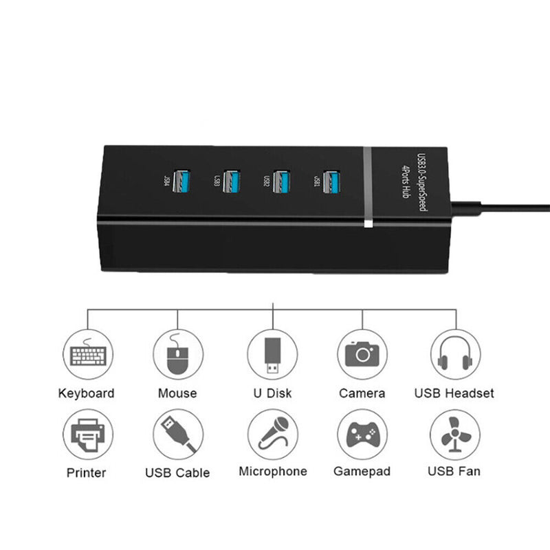 Universal USB Hub Docking Station PC Accessory Plug-and-Play (4 Port-120cm)