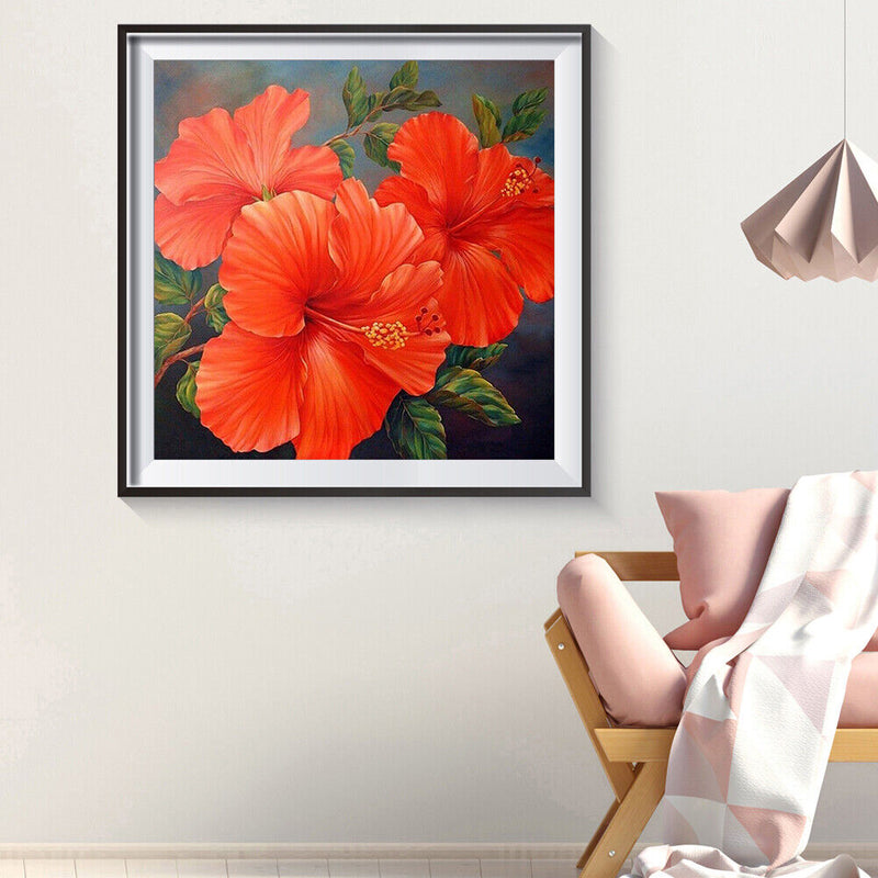 DIY Embroidery Red Flowers Diamond Painting Cross Stitch Home Decoration Gift