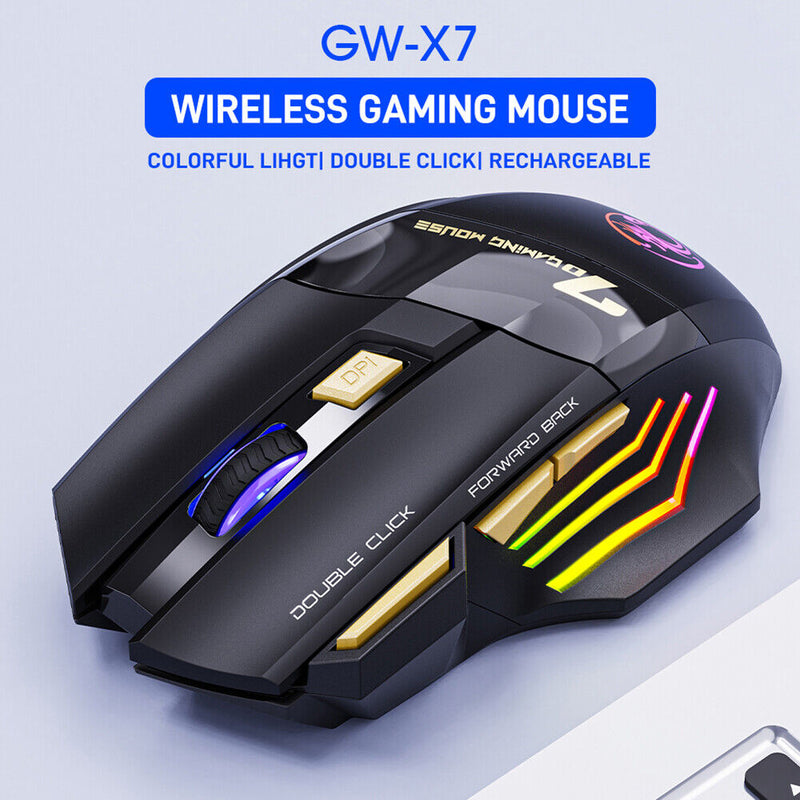 iMice GW-X7 7 Buttons RGB Wireless Mouse for Computer Mute Ergonomic Gaming Mice