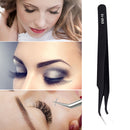 Stainless Steel Tweezers Precision Curved Pointed Tip for Eyelash (Black)