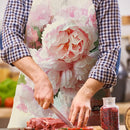 Pink Flower Print Apron Waterproof Cooking Bibs Kitchen Pinafore (82x68cm)