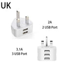 Dual USB UK Mains Wall Charger Charger Adapter USB Receiver Adapters 3 Pin Plug