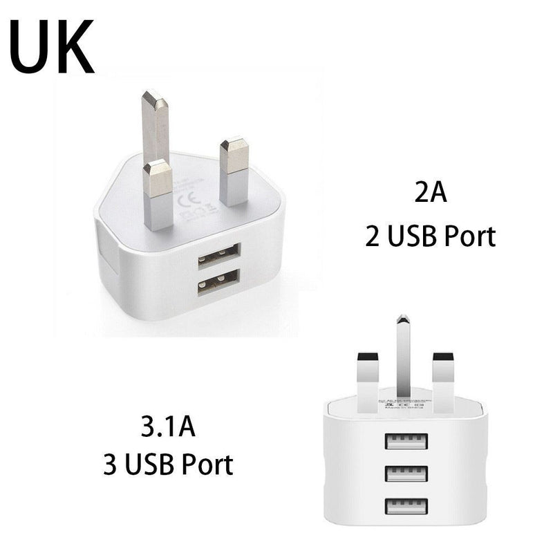 Dual USB UK Mains Wall Charger Charger Adapter USB Receiver Adapters 3 Pin Plug