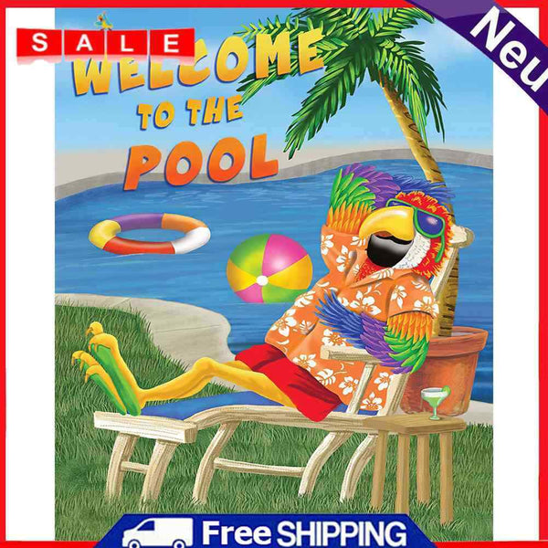 Oil Paint By Numbers Summer Beach Parrot on Canvas Digital Wall Art Handicraft