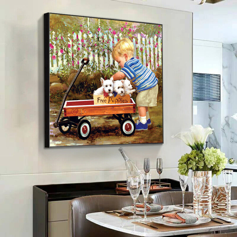 Full Round Drill Diamond Painting Little Boy Car 5D DIY Handmade Mosaic Crafts