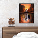 Full Cross Stitch Art Paint 11CT Counted Sunset Cat Embroidery Wall Ornament Kit