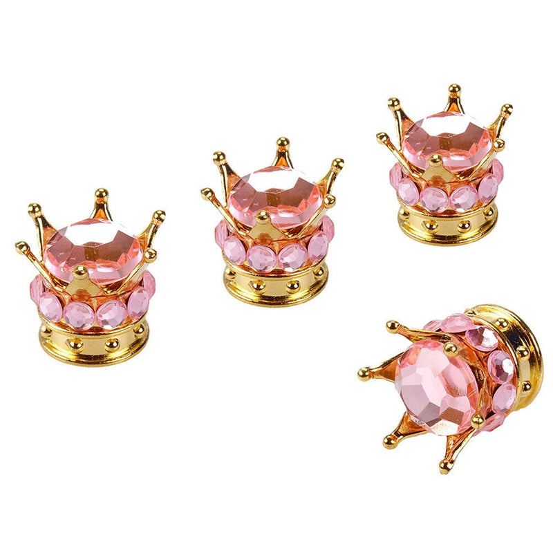 4x Car Rhinestone Wheel Tire Valve Caps Auto Tyre Rim Stem Air Cover (Pink)