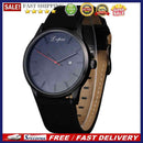 Sport Fashion Leather Date Calendar Bussiness Casual Watch (Black+Black)