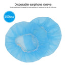 100pcs Disposable Headphone Covers Non-Woven Headset Stretch Caps (Blue) Newly