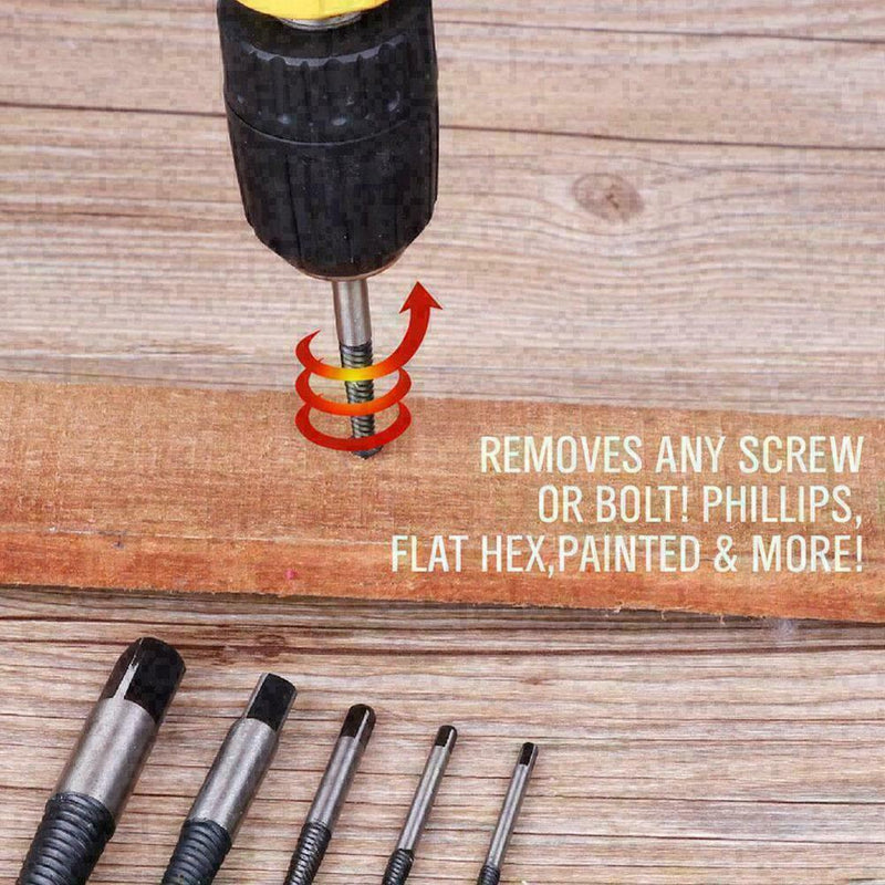 5pcs Bolt Screw Remover Broken Extractor Kit Ez Easy Thread Reverse Tools K0Z2