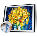 Yellow Flower Oil Paint By Numbers DIY Drawing Picture Kits Hand Painted Deco