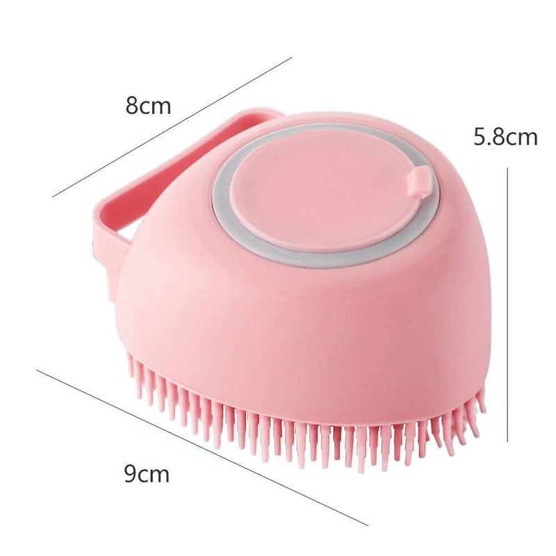 Dog Bath Brush Massage Gloves Silicone Comb Cat Shower Grooming (Pink)
