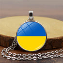 Ukraine Flag Necklace Round Glass Ukrainian Charm Pendant Fashion Jewelry