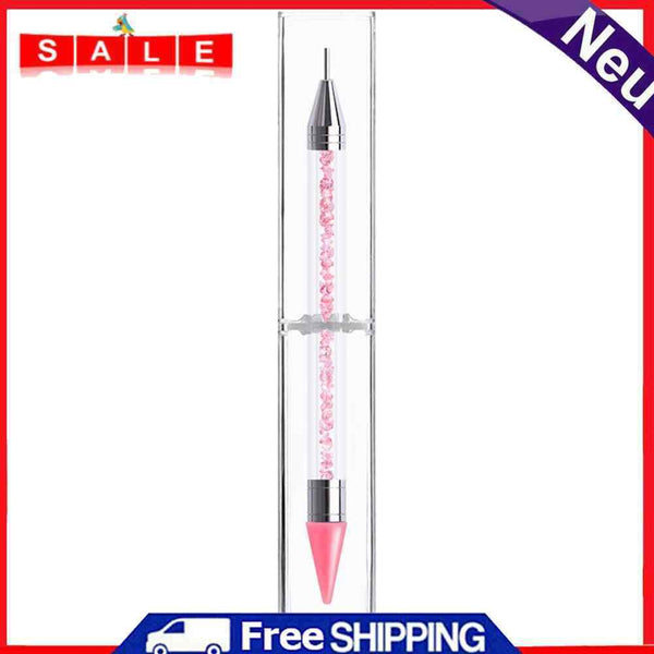 Dual Heads Dotting Wax Pen Point Drill Picker Nail Art Studs Dotter (Pink)