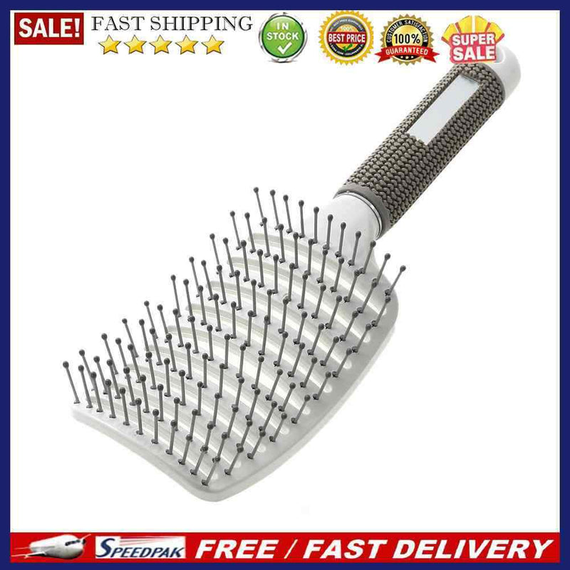 Professional Ribs Comb Women Wet Massage Styling Tool Hairbrush(White)