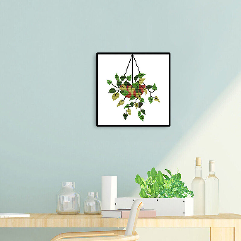 14CT Partial Cross Stitch Hanging Basket Stamped DIY Embroidery Kits Crafts