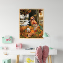 #A Cat Dog in Autumn Oil Paint By Numbers Kit Frameless Drawing Picture Art Deco