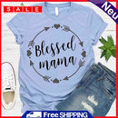 Mother Day Blessed Mama Tea T-Shirt (Light Blue S)