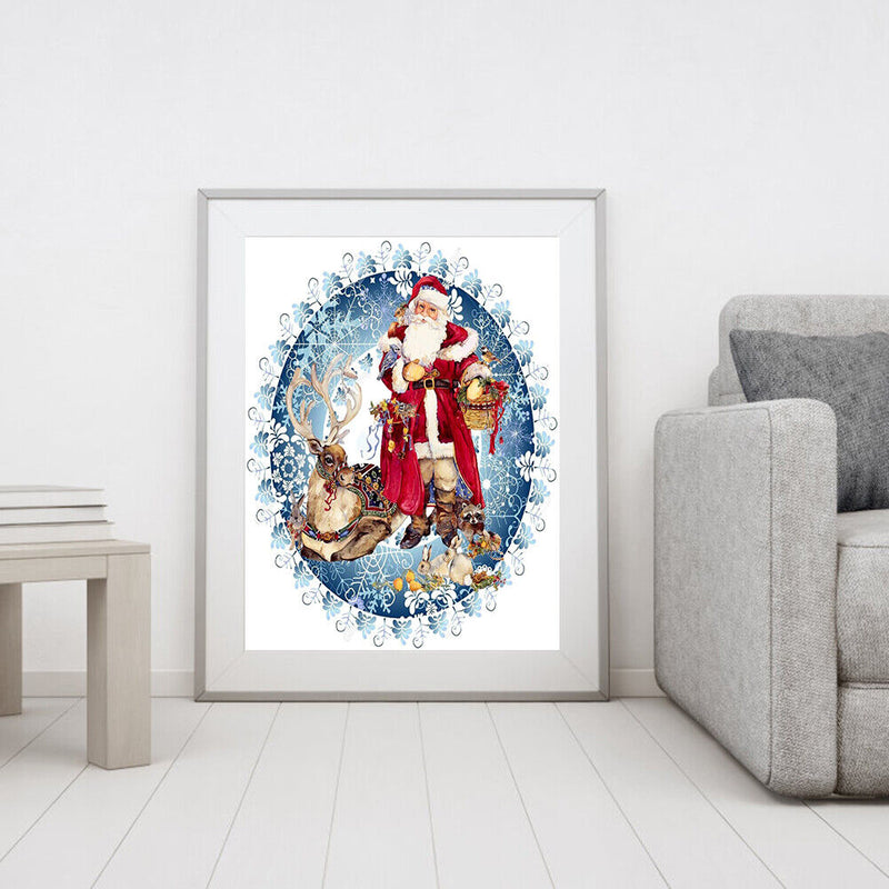 Santa And Animals Frameless Oil Paint By Numbers DIY Hand Painted Canvas Crafts