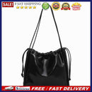 Retro PU Women Solid Color Bucket Bags Drawstring Large Capacity Shoulder Bag