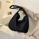 Women Retro Checkered Shoulder Bag Female Quilted Crossbody Bags (Black)