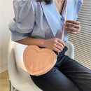 Female Solid Color Love Heart Shoulder Bag Ladies Mini PU Leather Zipper Purse