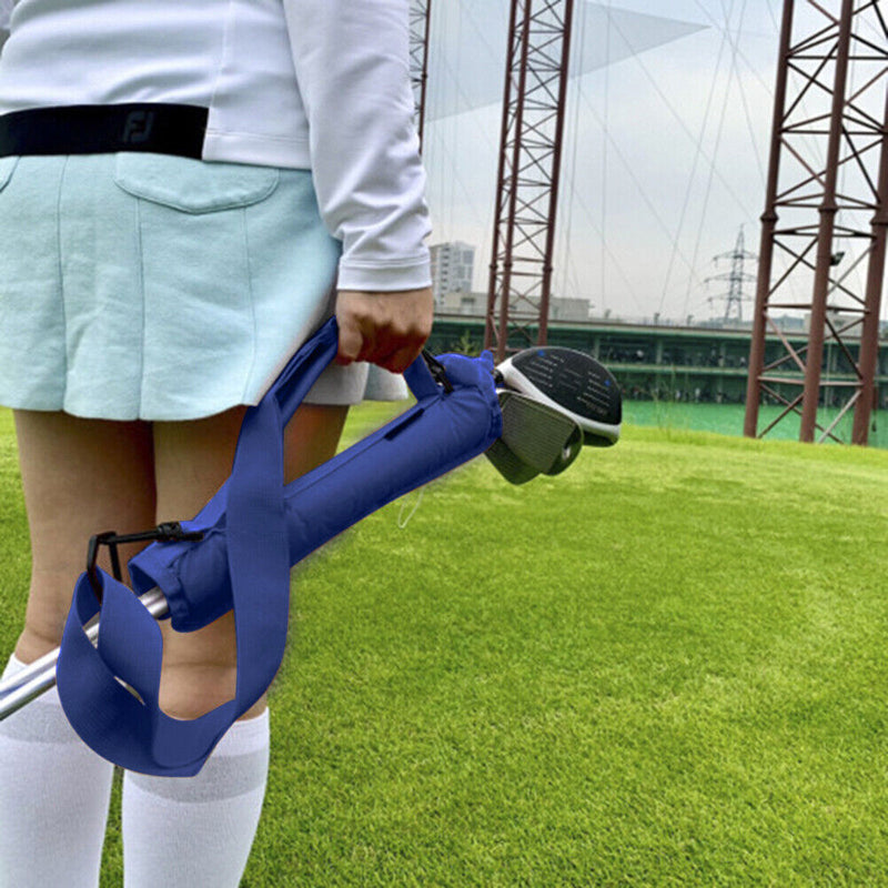 Golf Club Carrier Bag Nylon Carry Driving Range Travel Shoulder Bag (Blue) Newly