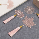 Cute Book Holder Stationery Apricot Tassel Chinese Style Metal Bookmark Leaf