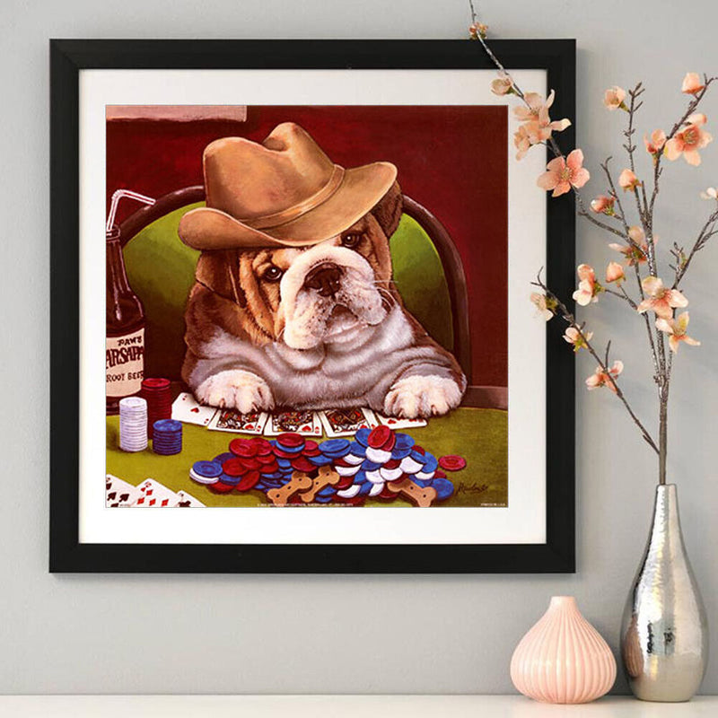 5D DIY Full Drill Diamond Painting Gambler Dog Cross Stitch Needlework Decor