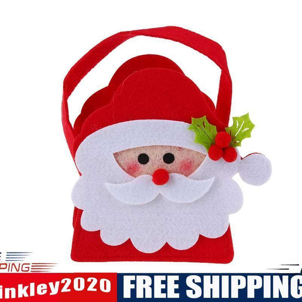 Christmas Gift Bag Kids Candy Handbag Xmas Party Decoration Sack(Santa)