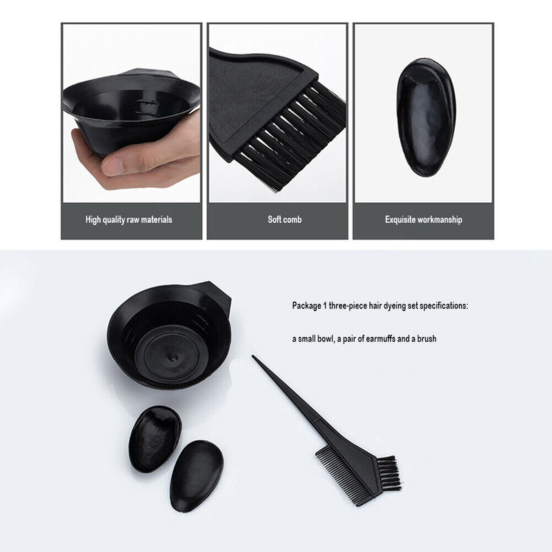 Hair Tint Dying Coloring Brush Bowl Set with Ear Caps Hairdressing Accessor