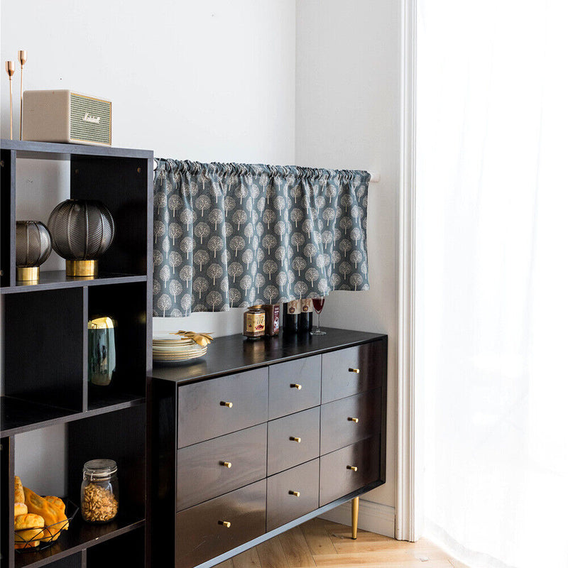 Short Curtain Shading Curtains Home Decor for Window Screen (Navy Tree) Newly